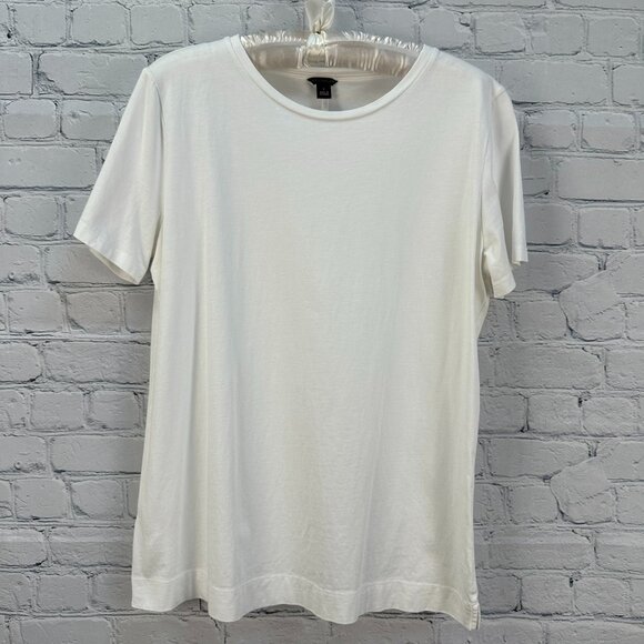 NWOT Ann Taylor Women's‎ Scoop Neck Pima Cotton Short Sleeve Tee, Size L, White - Picture 3 of 9